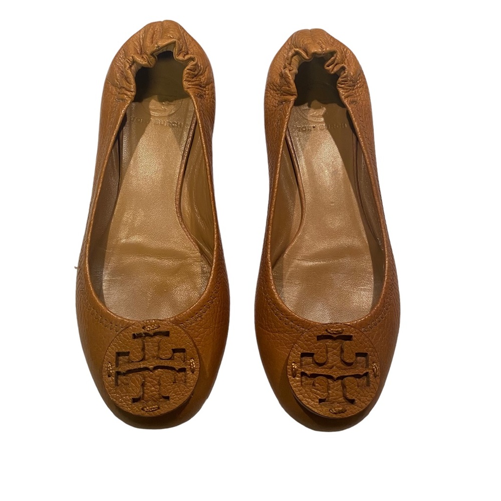 Tory Burch Royal Tan Leather Reva Flats Size 7.5